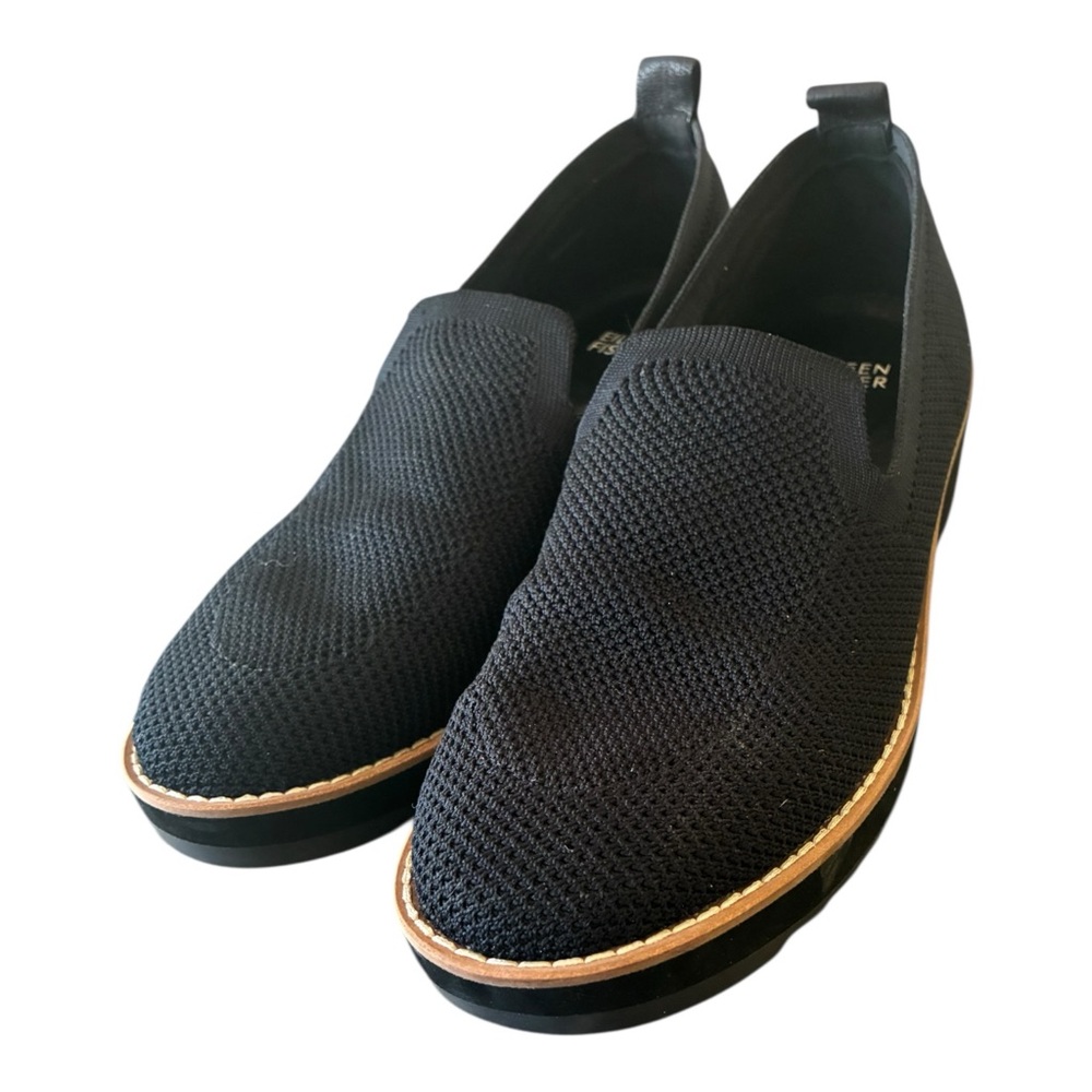 Eileen Fisher Ergos Black Recycled Stretch Knit Wedge Platform Loafers - 8 - Picture 3 of 8
